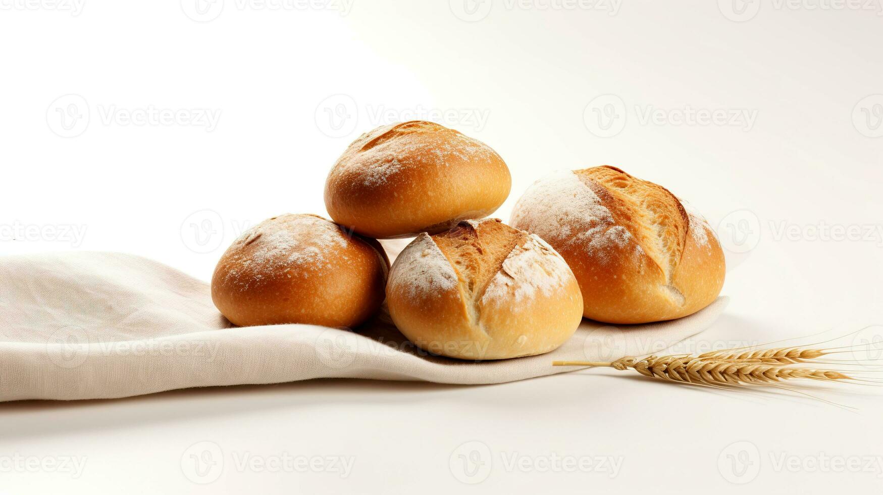 Grano pane su un' bianca sfondo. ai generato foto