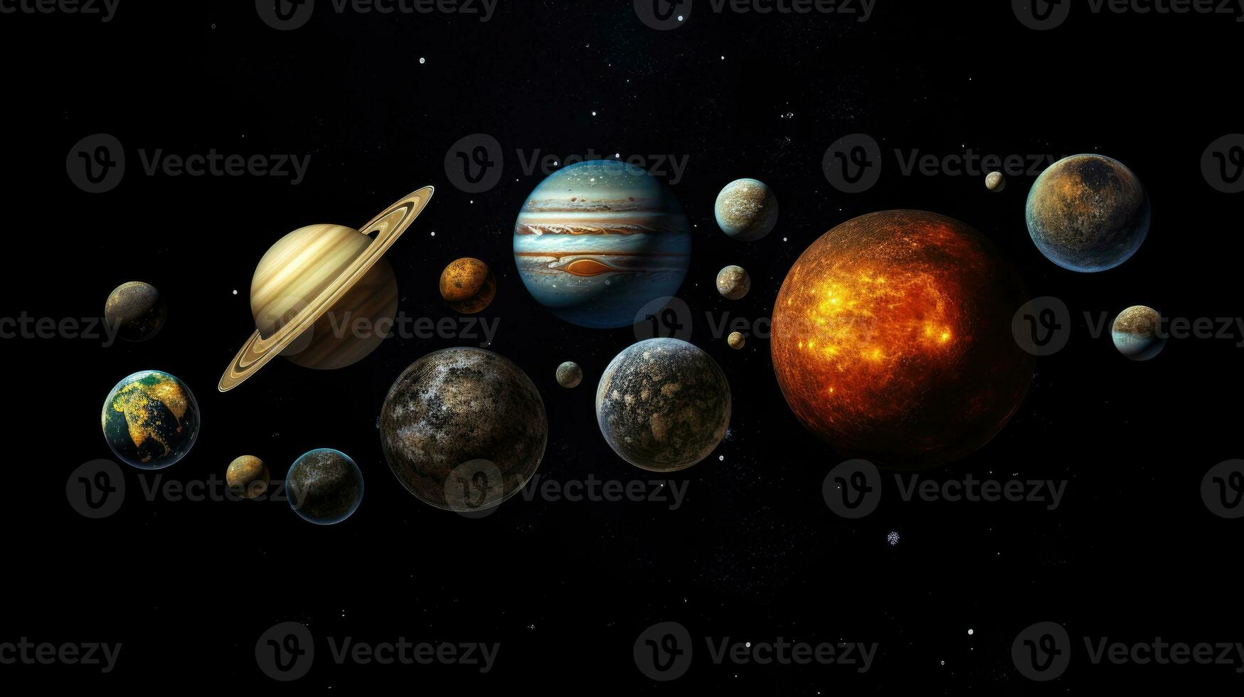 astrologia astronomia pianeti su nero foto