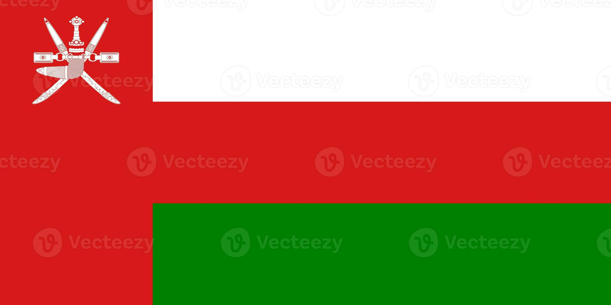 il ufficiale attuale bandiera di sultanato di Oman. stato bandiera di Oman. illustrazione. foto