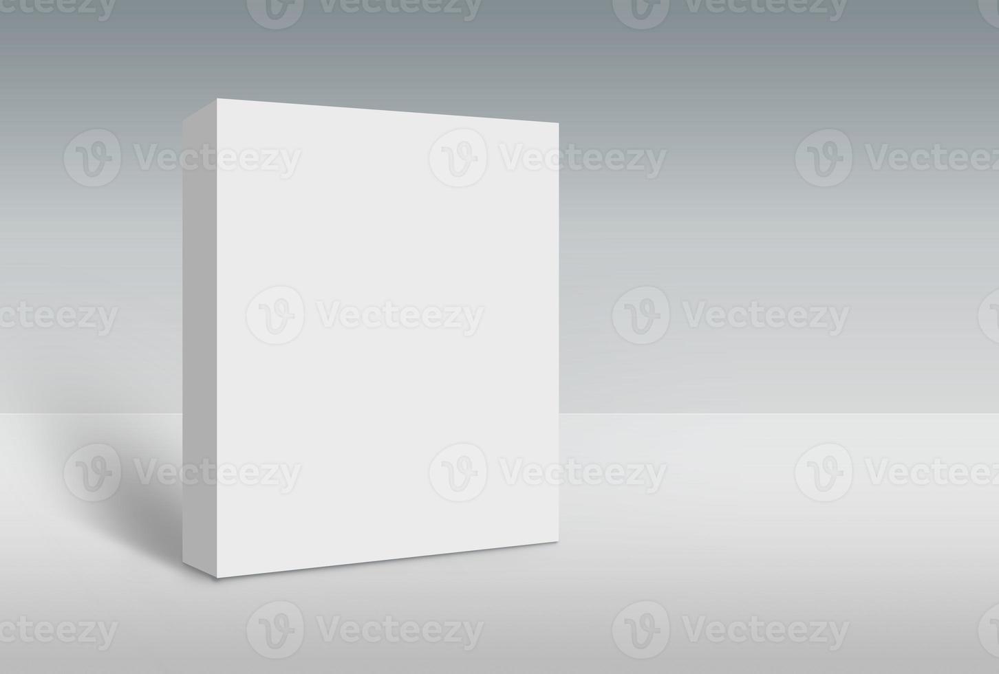 Scatola bianca 3d su modello di mock up a terra pronto per il tuo design foto