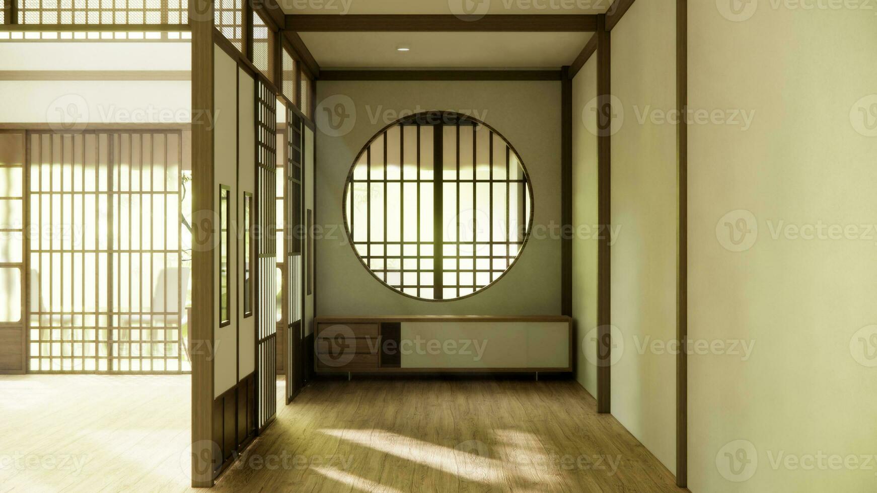 Consiglio dei ministri nel corridoio pulito giapponese minimalista camera interno. foto