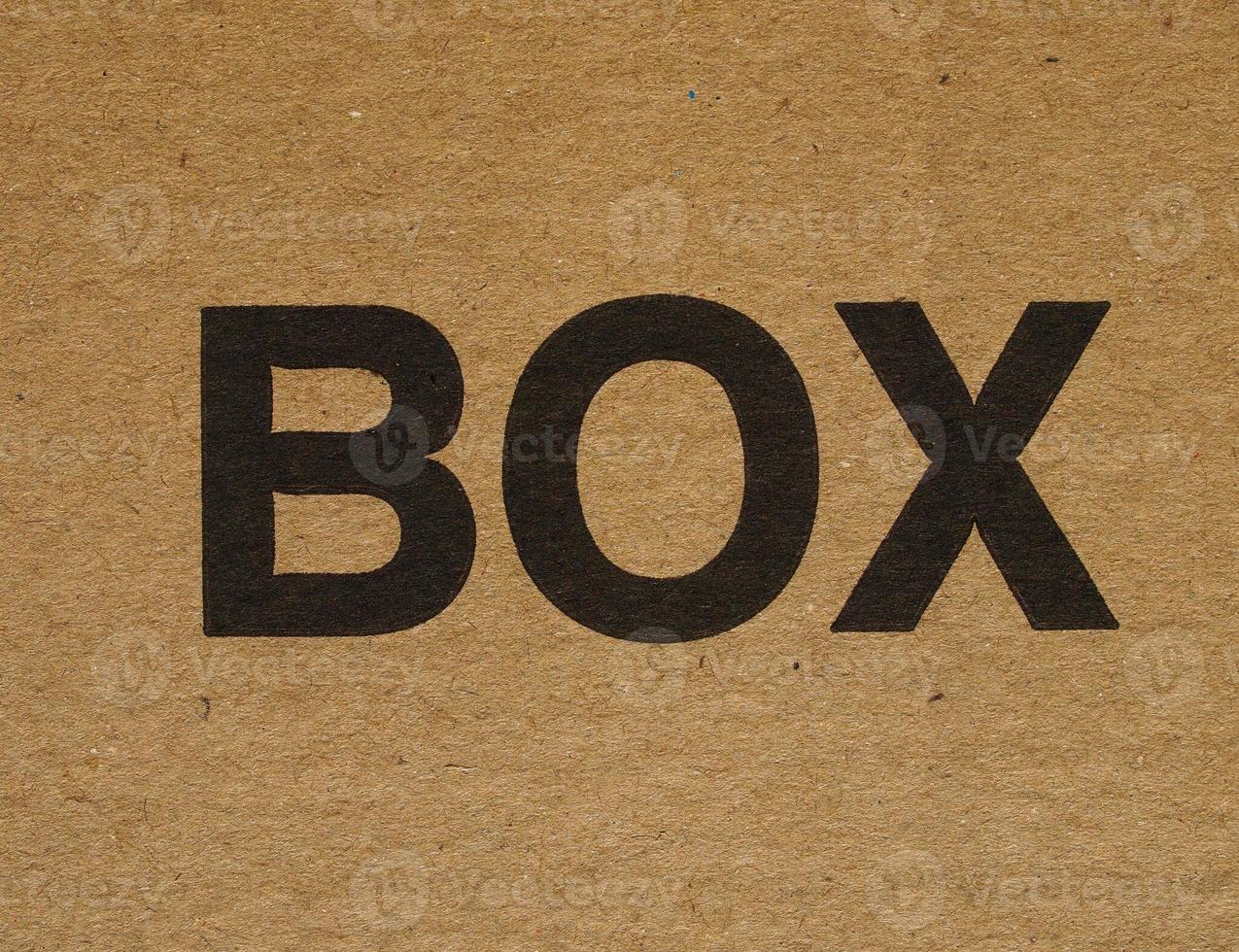 etichetta della scatola su cartone foto
