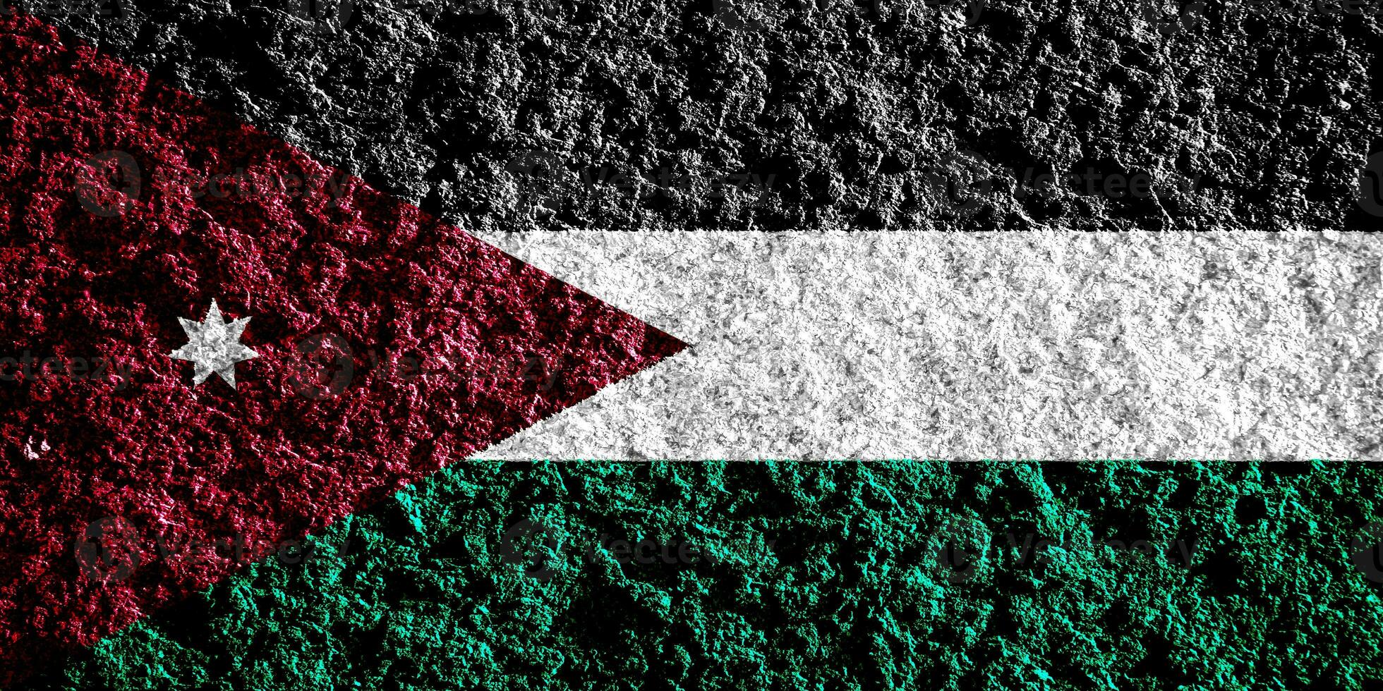 bandiera di hashemita regno di Giordania su un' strutturato sfondo. concetto collage. foto