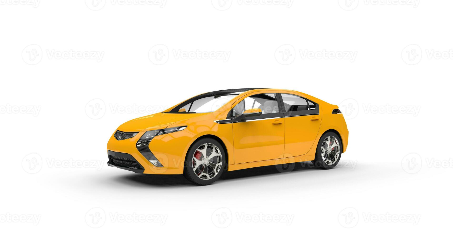 elettrico auto giallo lato Visualizza lontano tiro foto