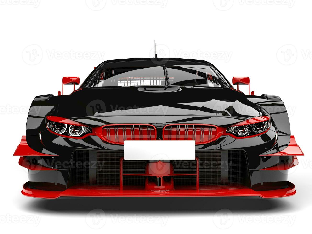 sorprendente buio gara auto con rosso dettagli - davanti Visualizza clouup tiro foto