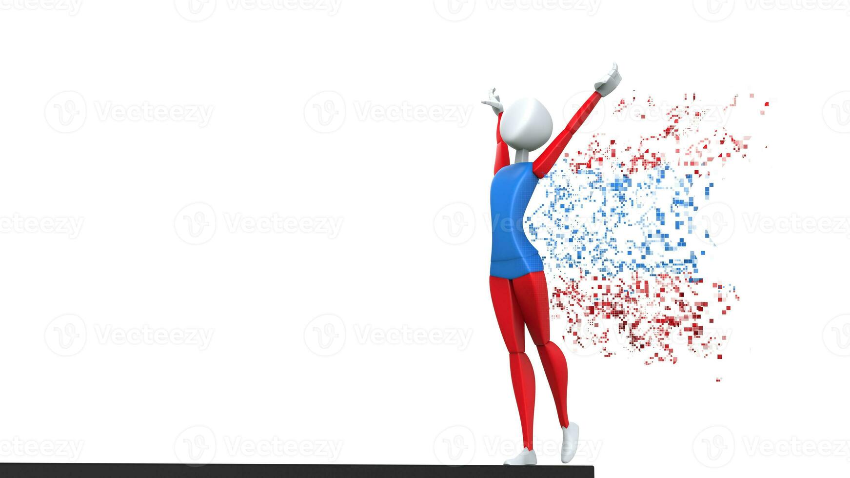ragazza ginnasta - pixel polvere effetto - 3d illustrazione foto