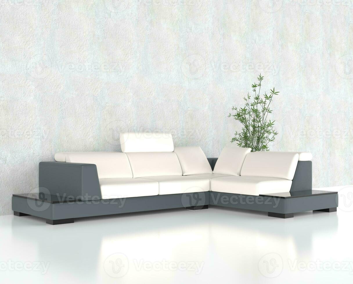 angolo mobilia impostato con pianta nel il sfondo foto