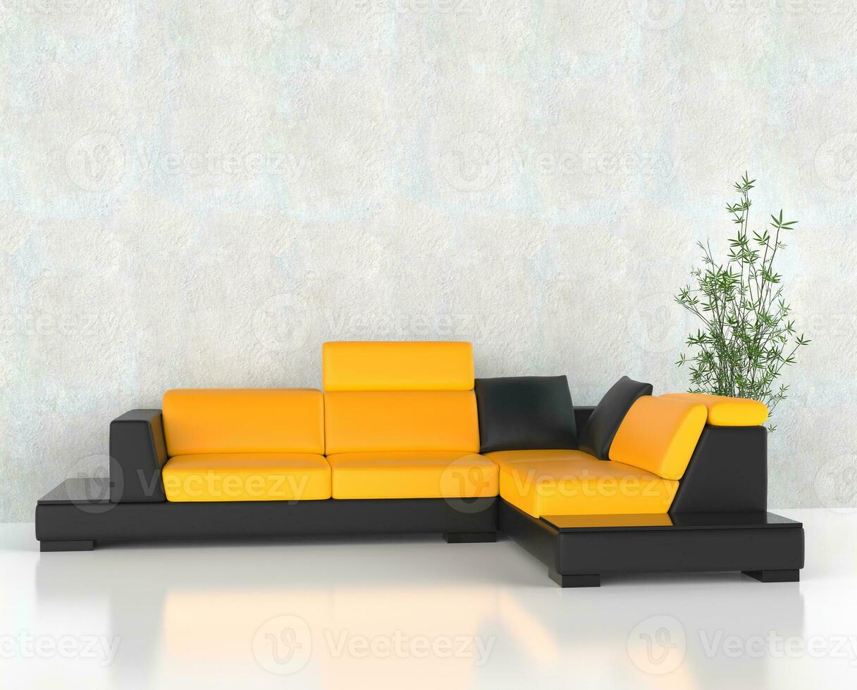 giallo angolo mobili impostato nel il vivente camera foto