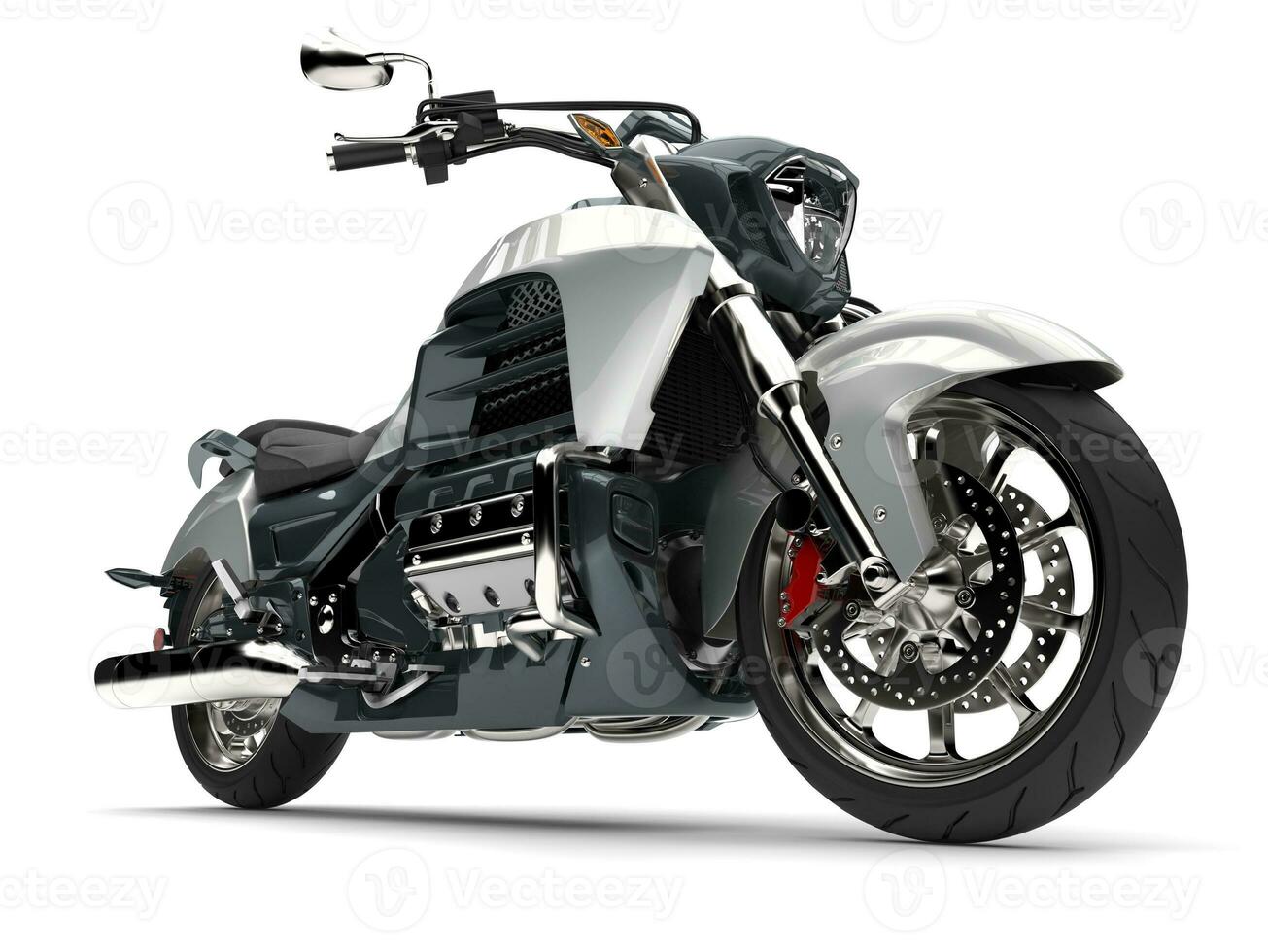 metallico ardesia grigio e argento moderno potente motociclo foto