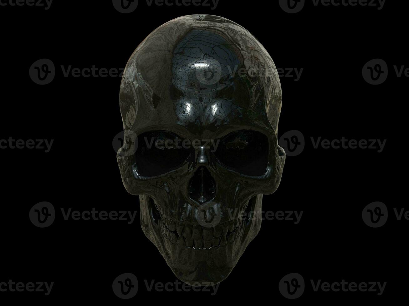 nero metallico cranio - 3d illustrazione foto