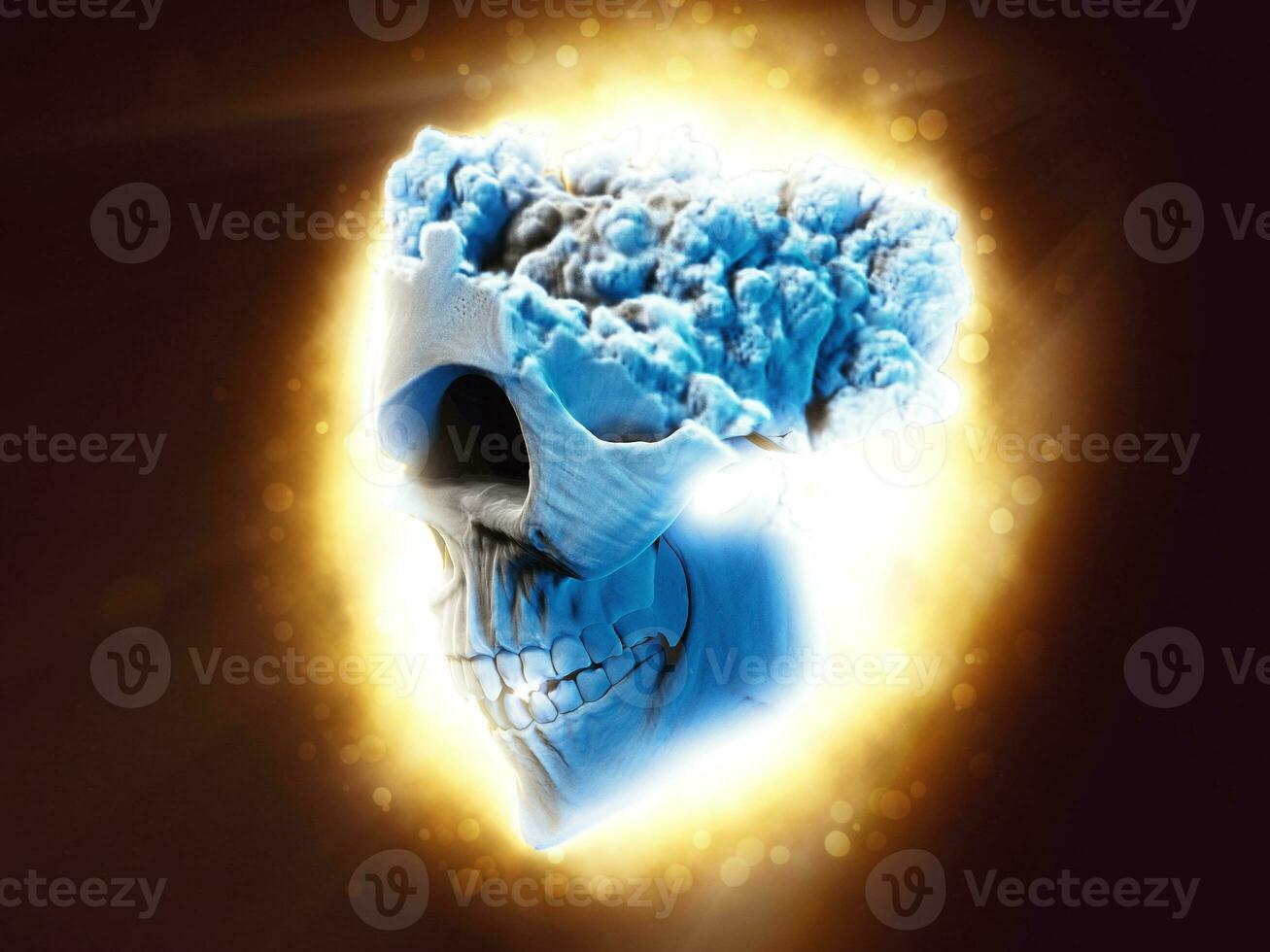 raggiante cranio formatura su di gas - 3d illustrazione foto