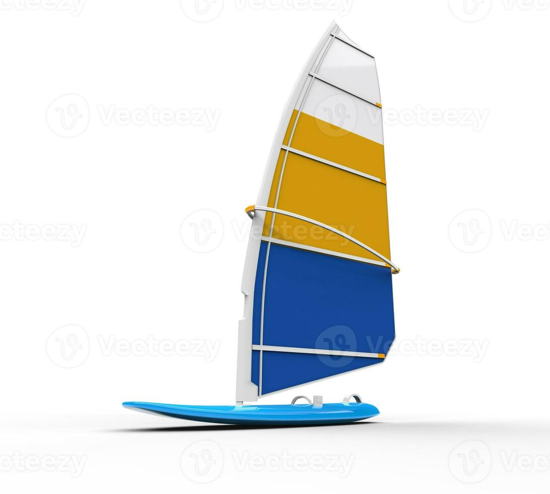 windsurf tavola tiro su bianca, ideale per digitale e Stampa design. foto