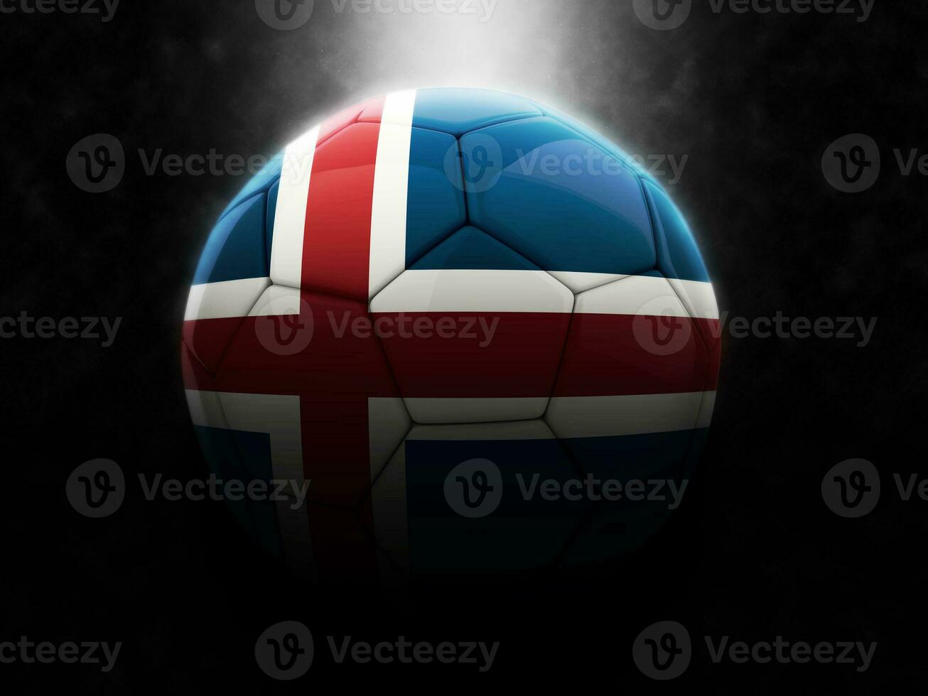 Islanda bandiera su un' calcio palla - epico illuminazione foto
