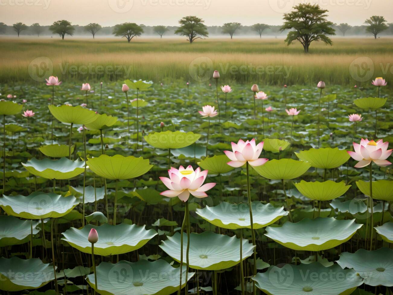 fiori di loto nel il acqua. ai generato foto