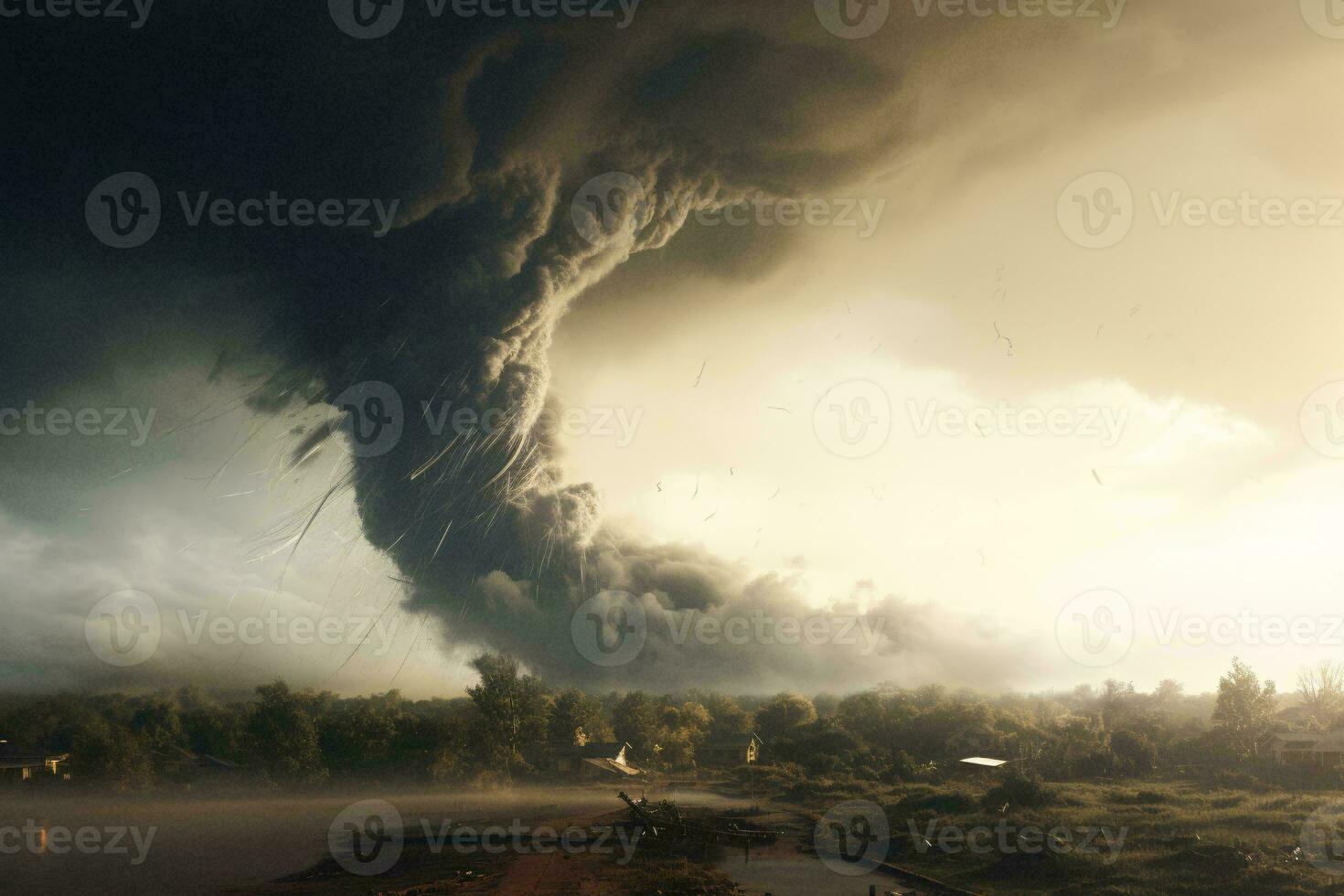 un' tornado nel un' campo ai generato foto