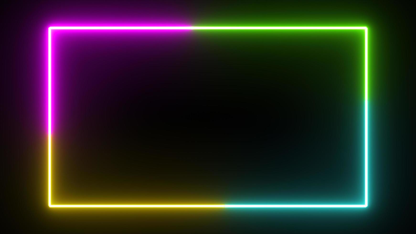 quattro neon bagliore di colore che scorre sullo sfondo del rettangolo foto