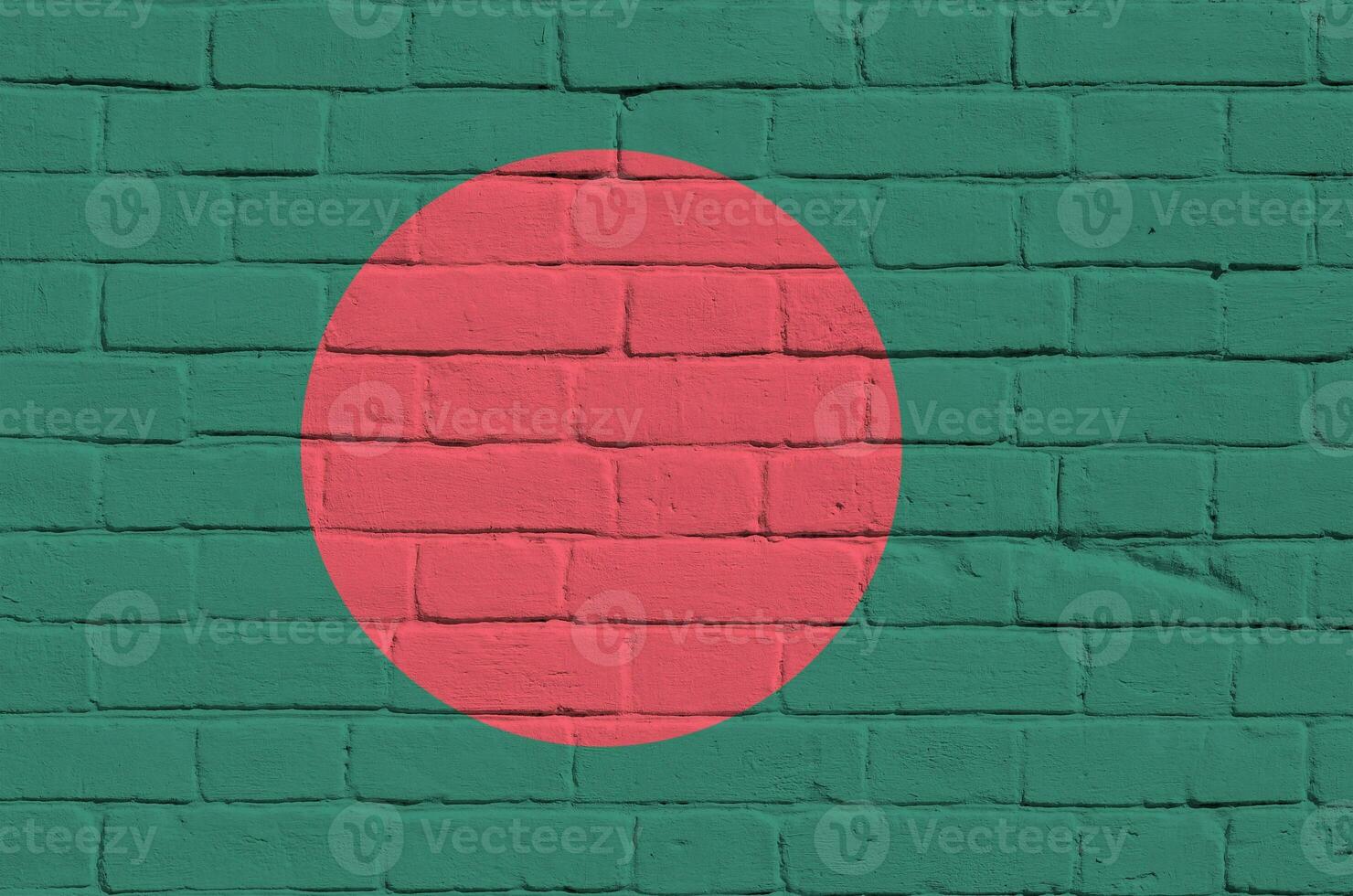bangladesh bandiera raffigurato nel dipingere colori su vecchio mattone parete. strutturato bandiera su grande mattone parete opere murarie sfondo foto