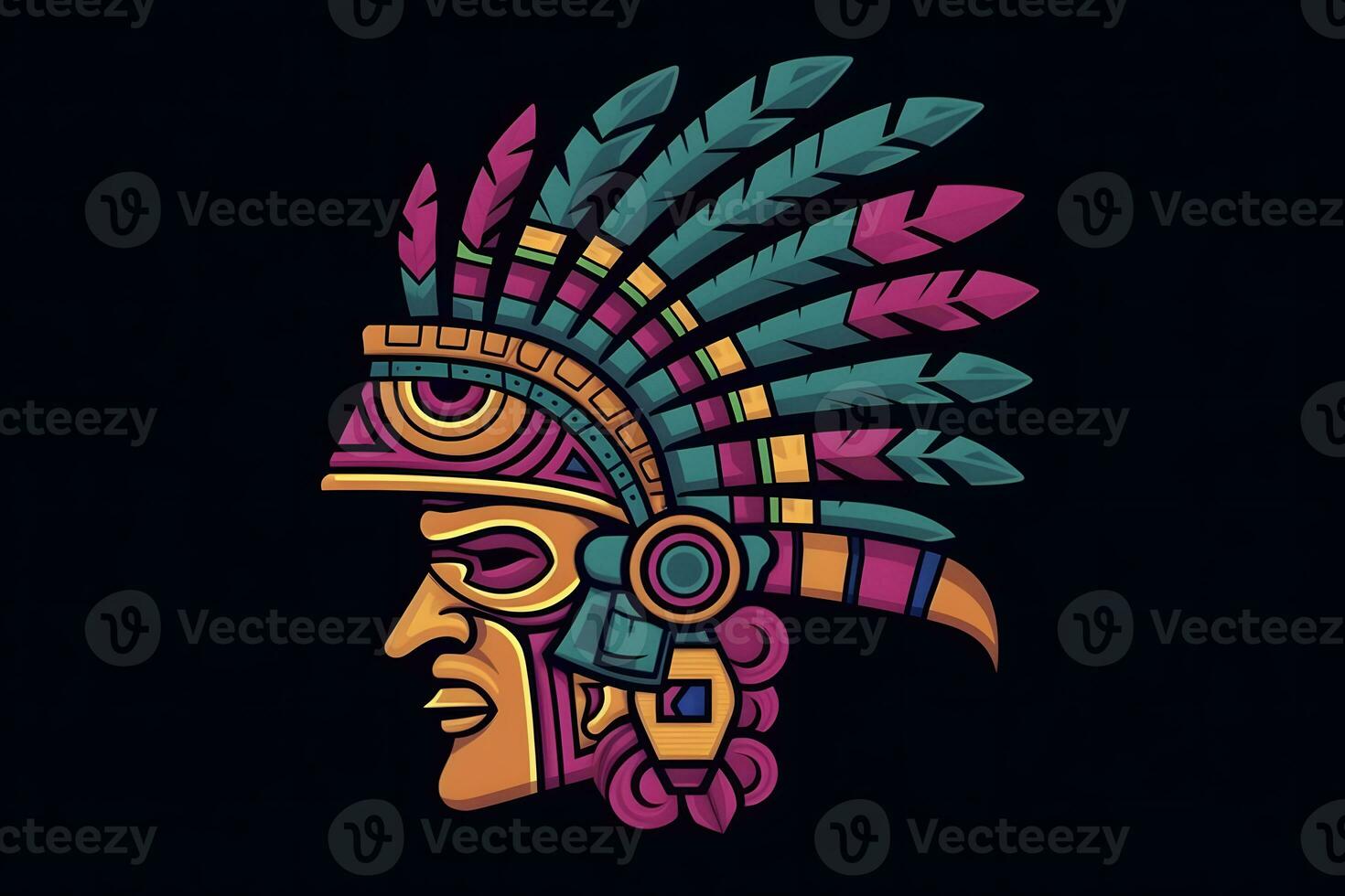 arte di azteco Maya Dio. neurale Rete ai generato foto