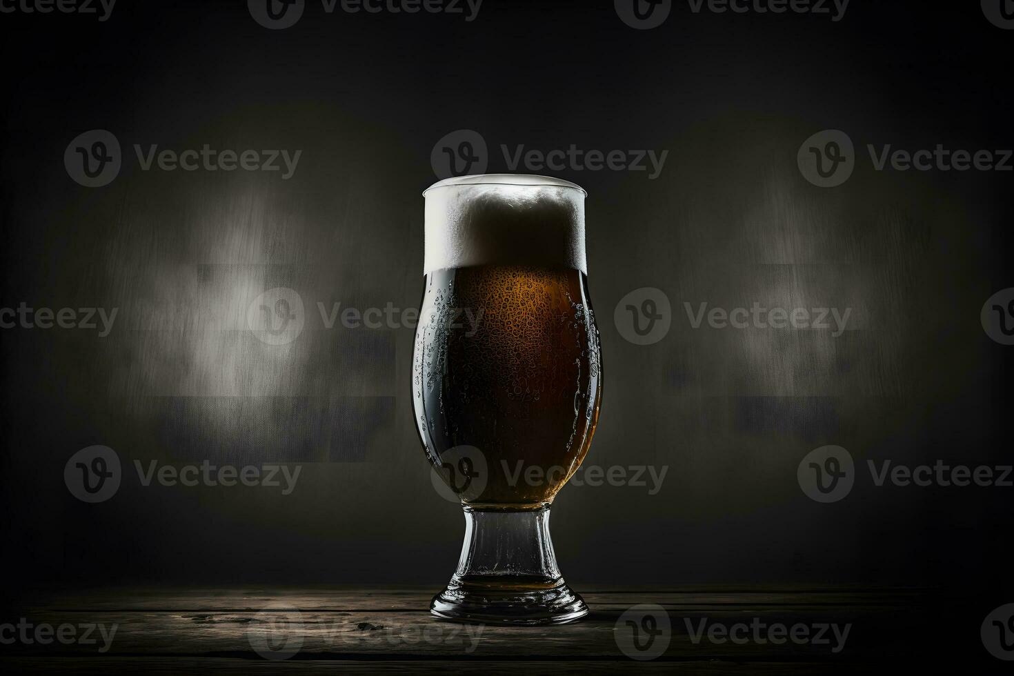 bellissimo birra con schiuma nel classico birra bicchiere nel buio scena. neurale Rete generato arte foto