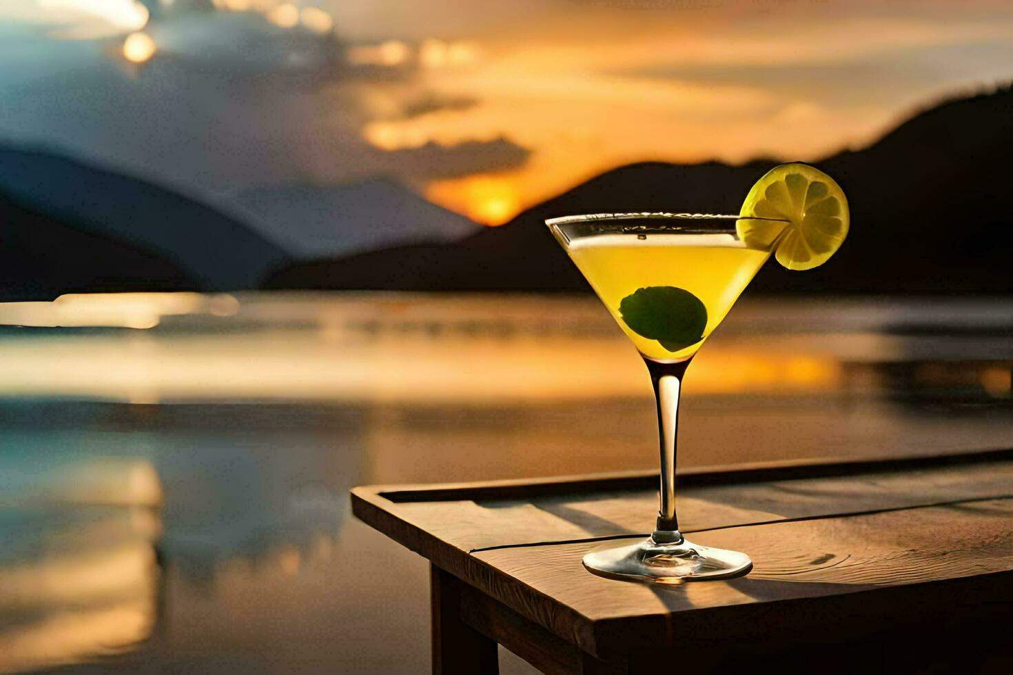 cocktail su il lago. ai-generato foto
