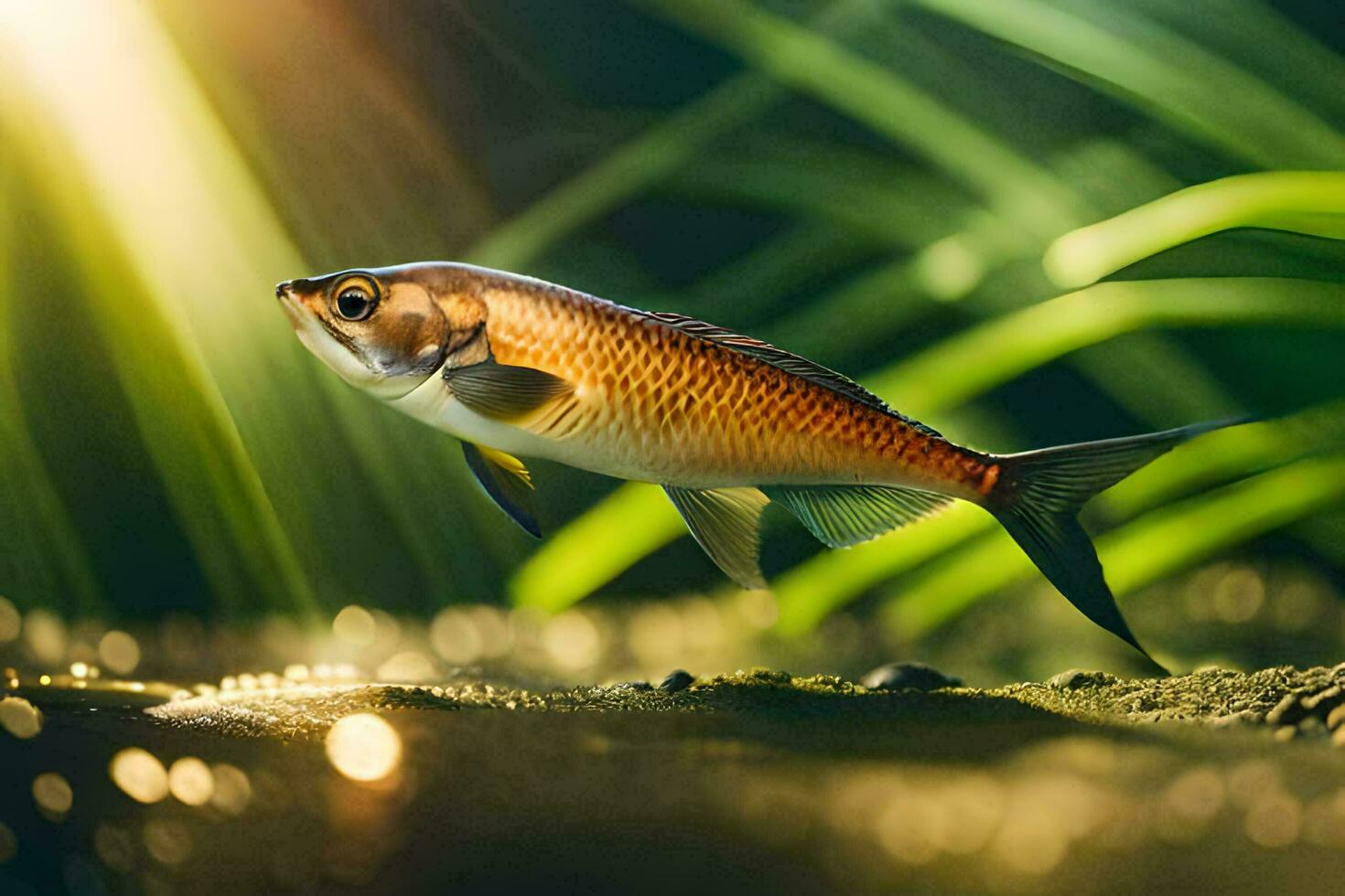 un' pesce è nuoto nel il acqua. ai-generato foto