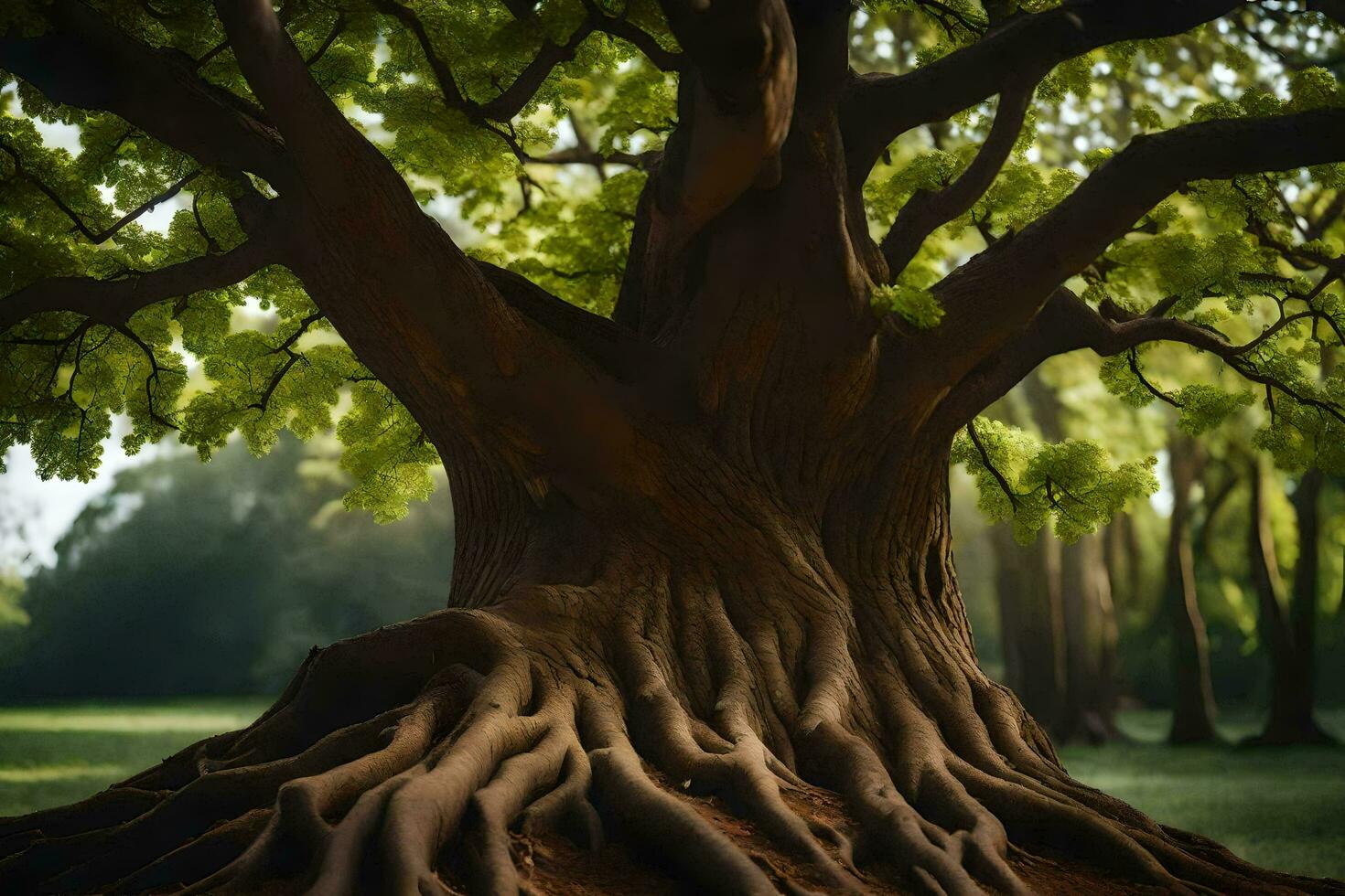 foto sfondo il terra, alberi, radici, radici, albero, radici, albero, radici,. ai-generato