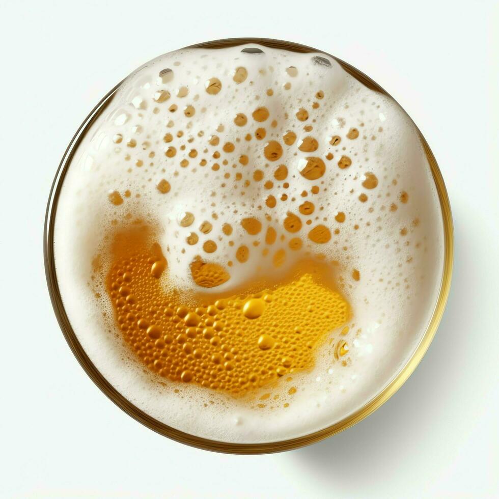 un' bicchiere di freddo fresco birra con berretto di schiuma. spruzzo di schiuma con gustoso americano birra. birra giorno concetto di ai generato foto