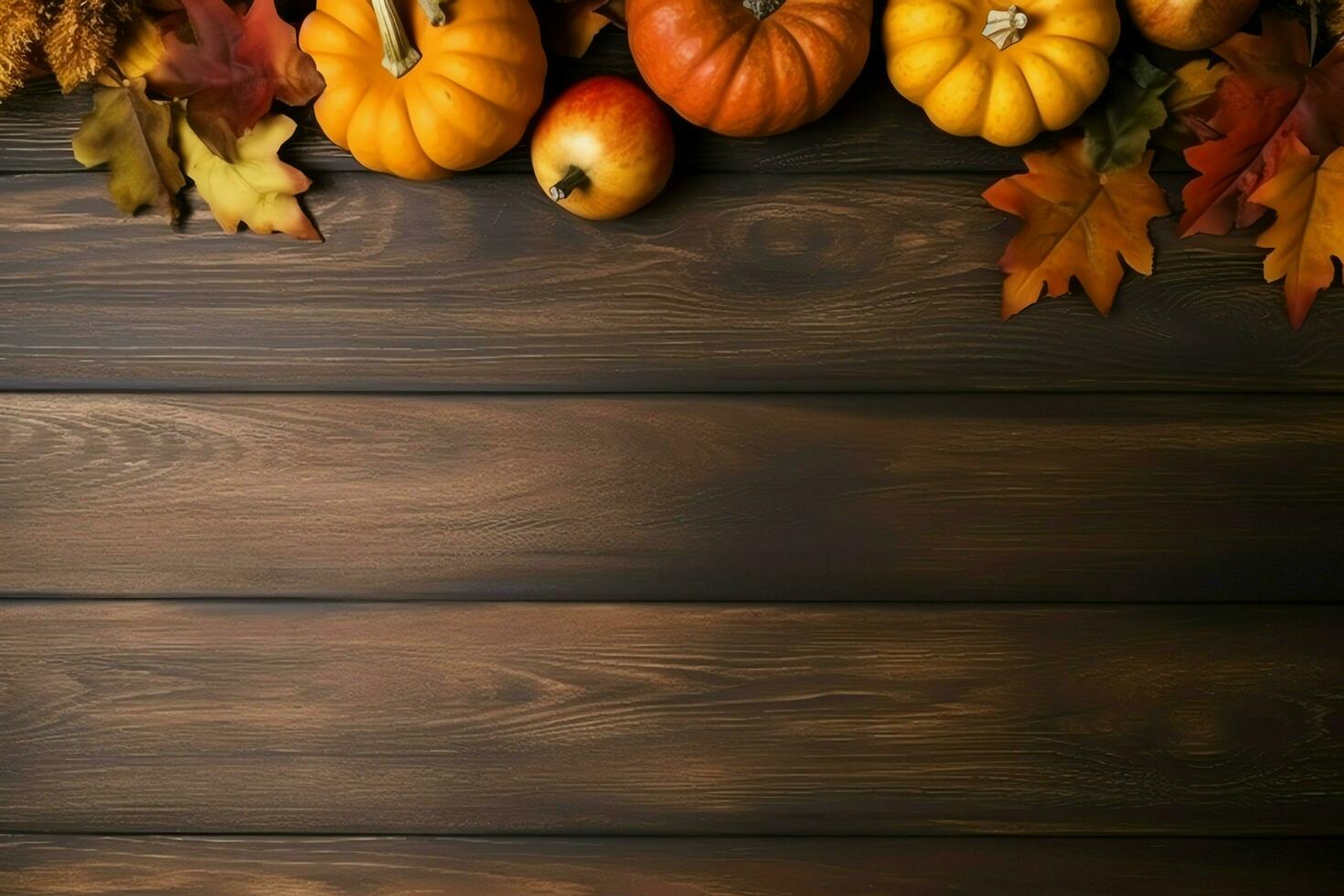 ringraziamento giorno o autunno composizione con zucca, arance, le foglie o pollo. ringraziamento cibo concetto di ai generato foto