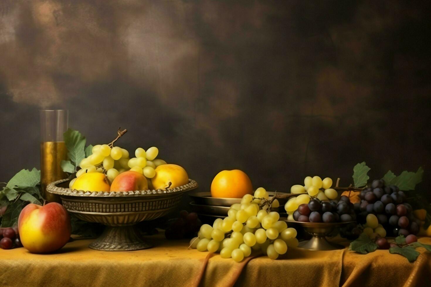 ringraziamento giorno o autunno composizione con zucca, arance, le foglie o pollo. ringraziamento cibo concetto di ai generato foto