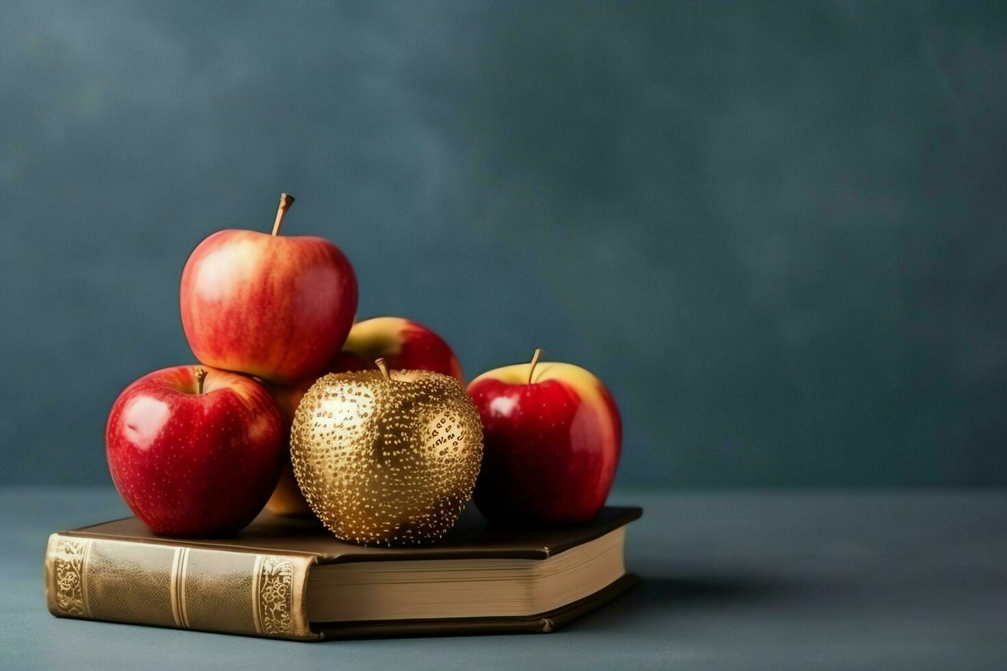 tradizionale cibo di ebraico nuovo anno vacanza di tradizione o religione. Rosh hashanah con copia spazio concetto di ai generato foto