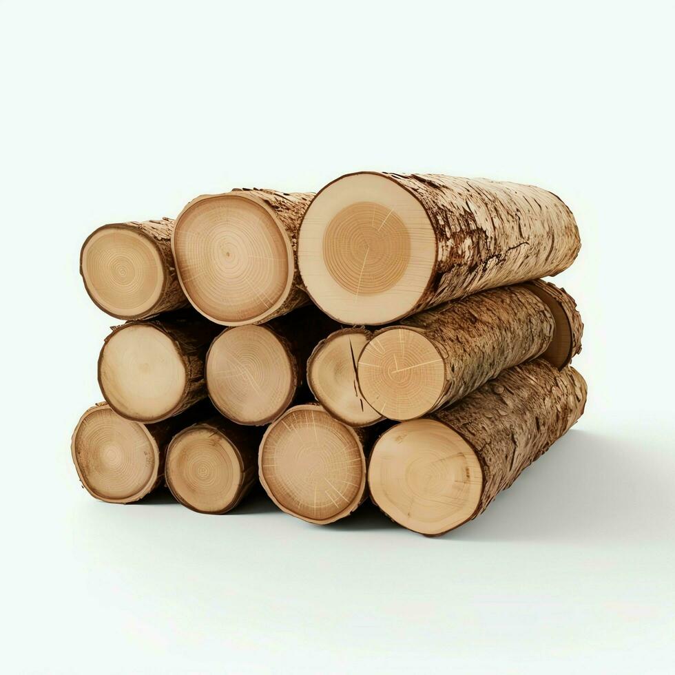 un' grande circolare pezzo di Di legno, di legno tronco o impilati albero legname per mobilia industria. di legno log concetto di ai generato foto