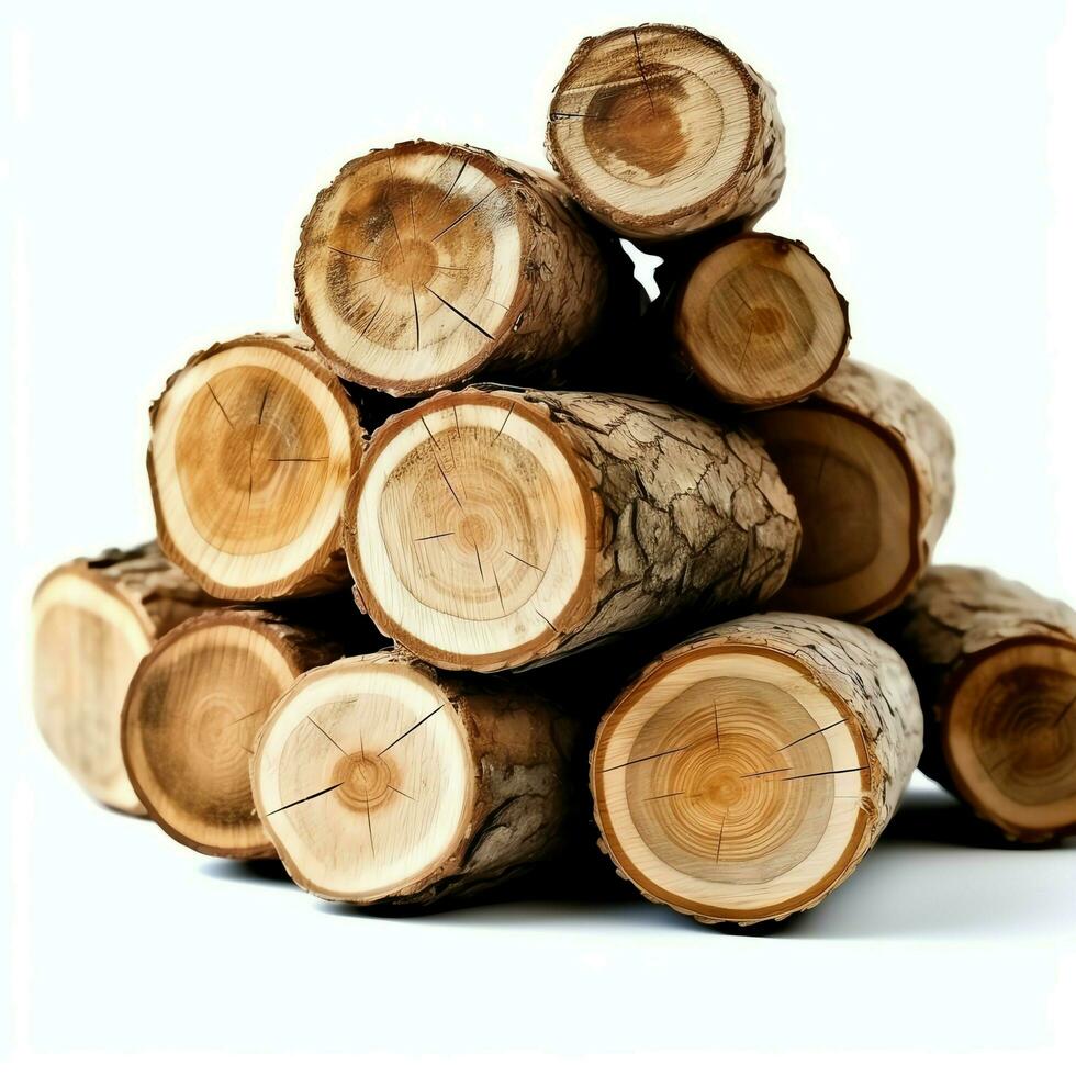 un' grande circolare pezzo di Di legno, di legno tronco o impilati albero legname per mobilia industria. di legno log concetto di ai generato foto