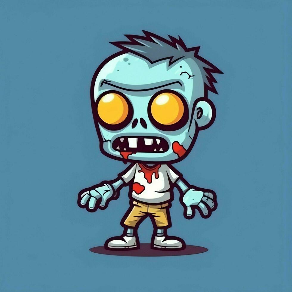 un' raccapricciante zombie nel cartone animato stile. un' pauroso zombie risurrezione e strisciando per Halloween celebrazione. Halloween concetto di ai generato foto