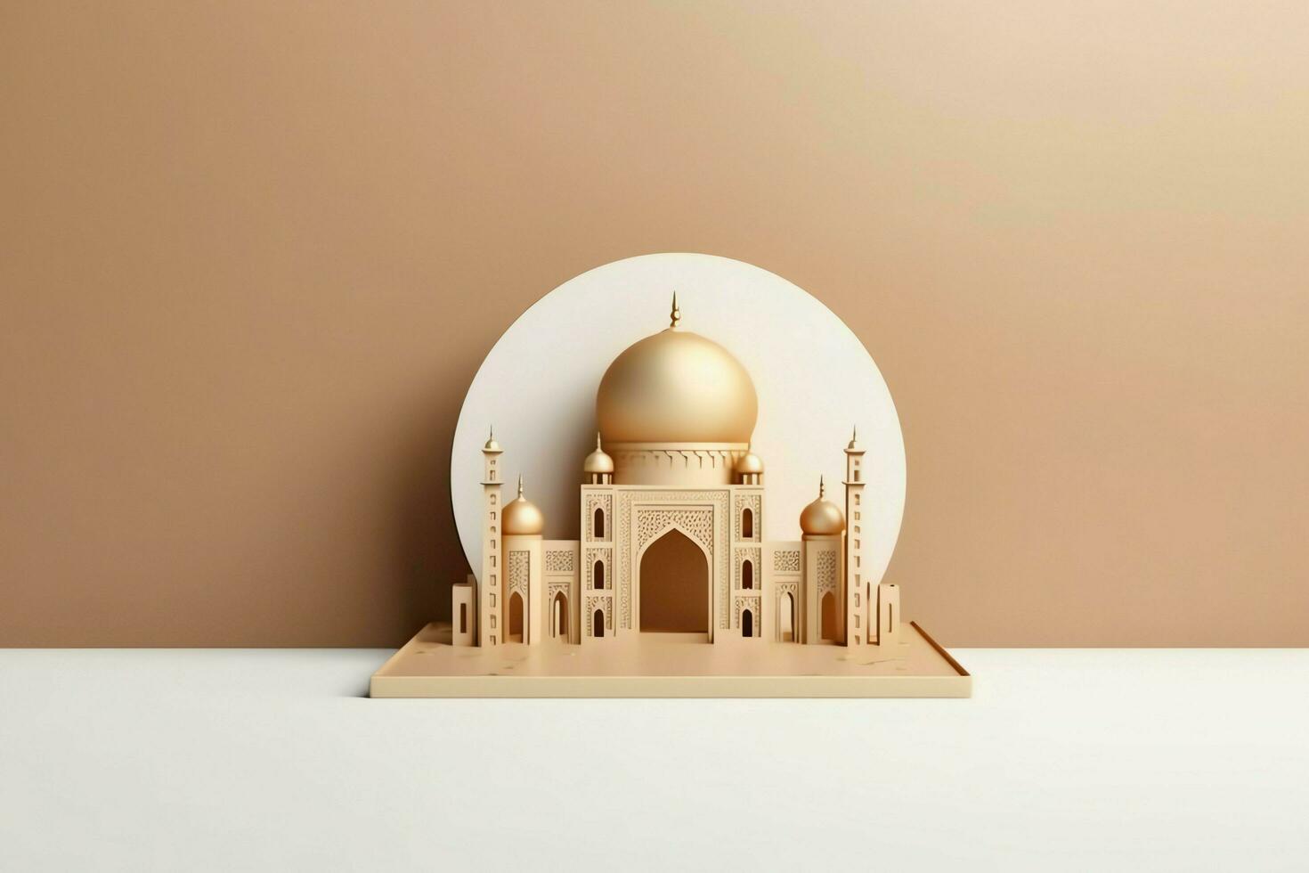 eid mubarak e Ramadan kareem saluti con copia spazio. eid al Fitr islamico lanterna e moschea concetto di ai generato foto