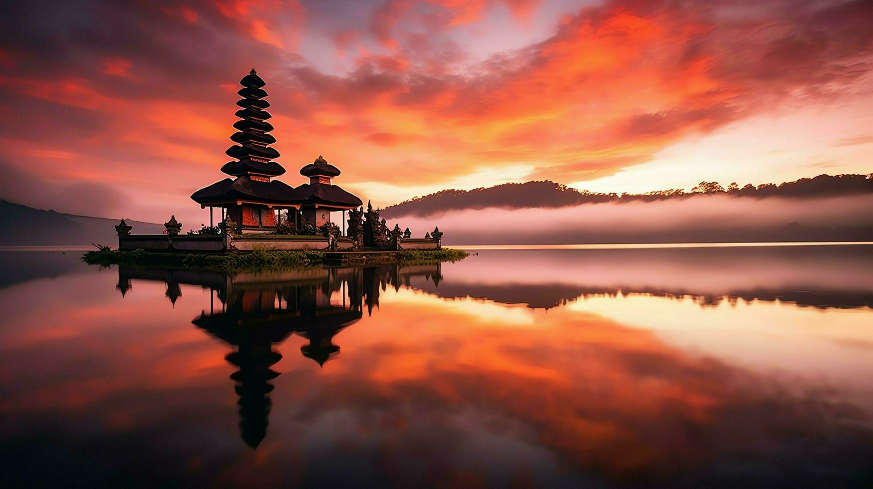 antico pura ulun danu bratano, besakih o famoso indù tempio e turista nel bali isola a Alba concetto di ai generato foto