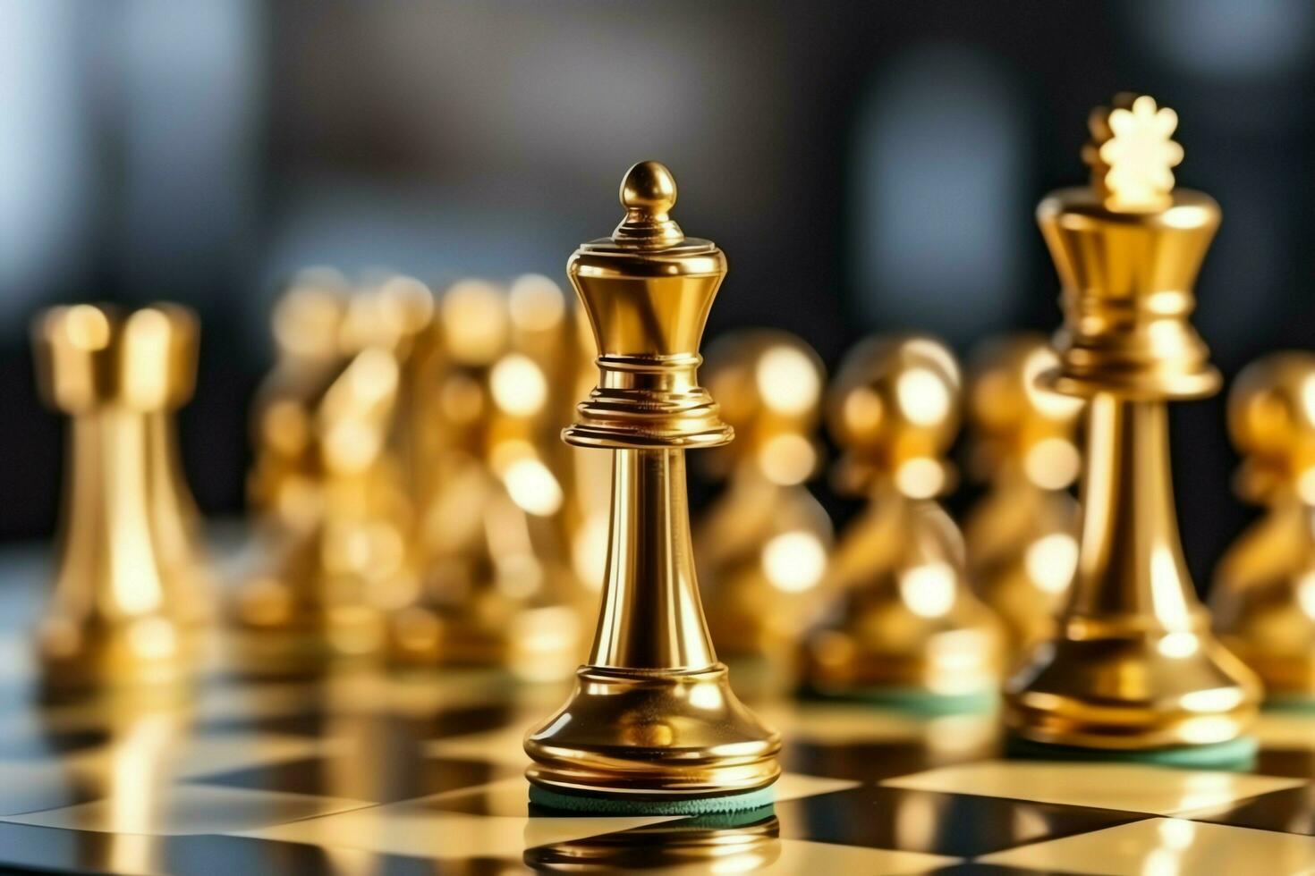 scacchiera con attività commerciale strategia, tattica e concorrenza di un' scacchi gioco. attività commerciale e comando concetto di ai generato foto