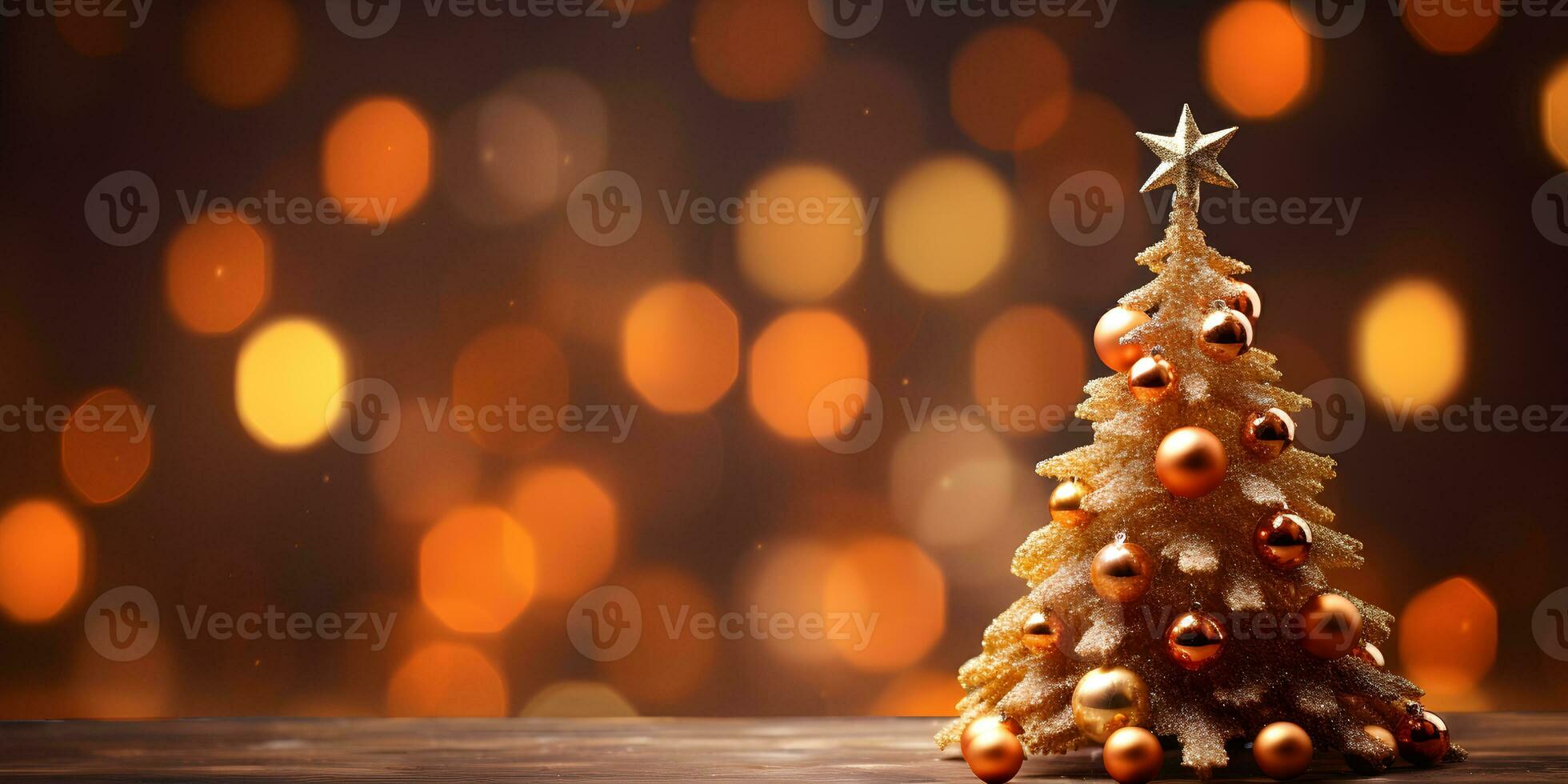 Natale albero decorazione con luci bokeh sfocato sfondo, ai creare foto