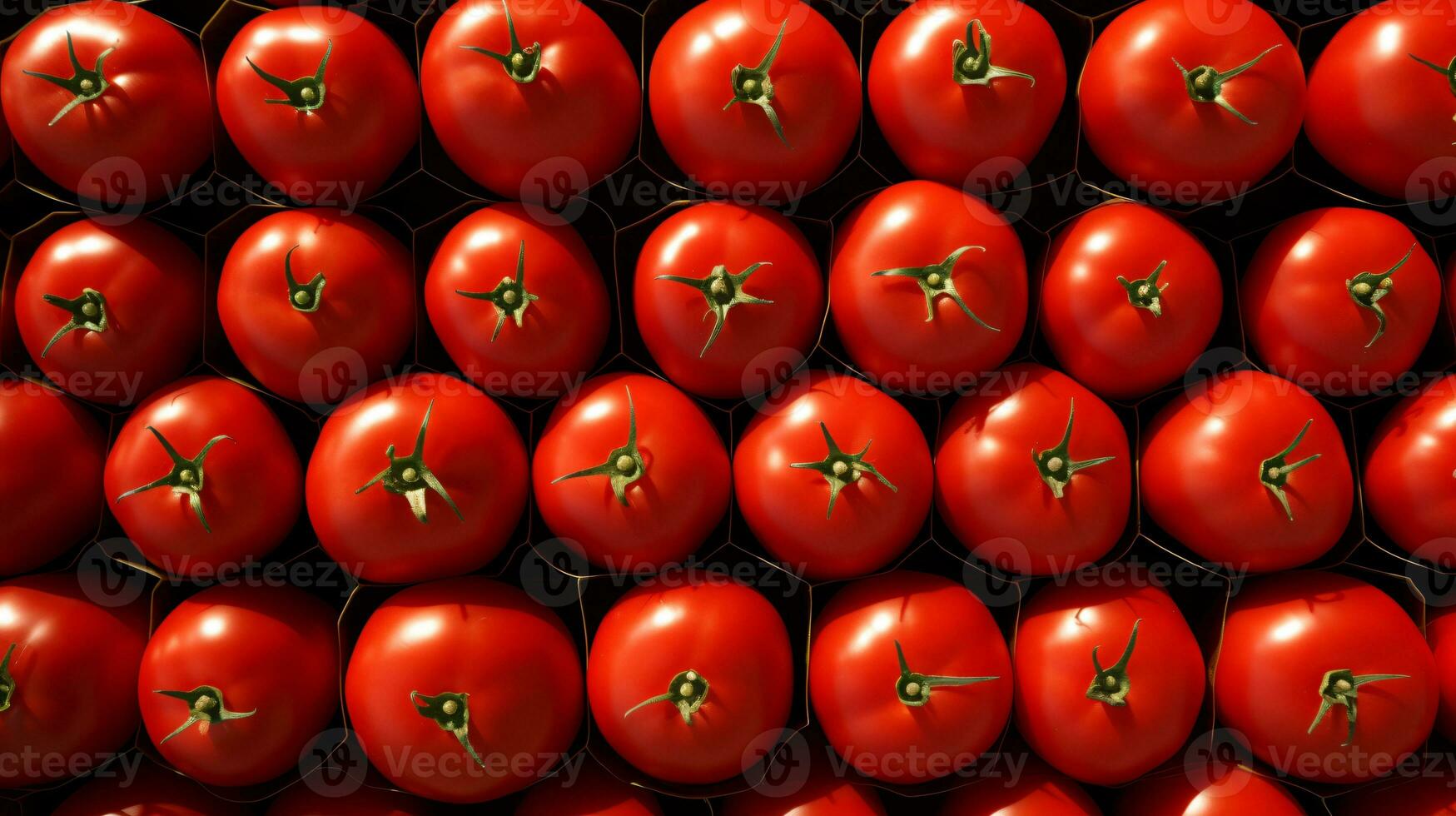 un' mazzo di rosso pomodori su un' tavolo. il pomodori siamo di diverso forme e taglie, la creazione di un' visivamente attraente Schermo. ai generativo foto