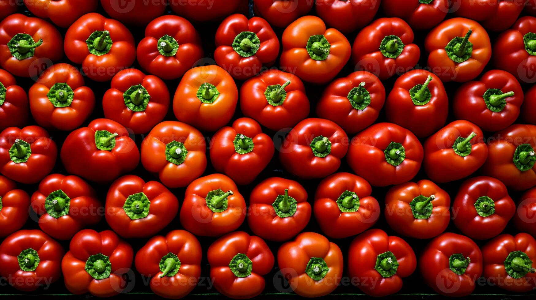 un' mucchio di rosso e giallo campana peperoni su un' di legno taglio tavola. il peperoni siamo disposte nel un' modo quello fa il Immagine visivamente attraente. ai generativo foto