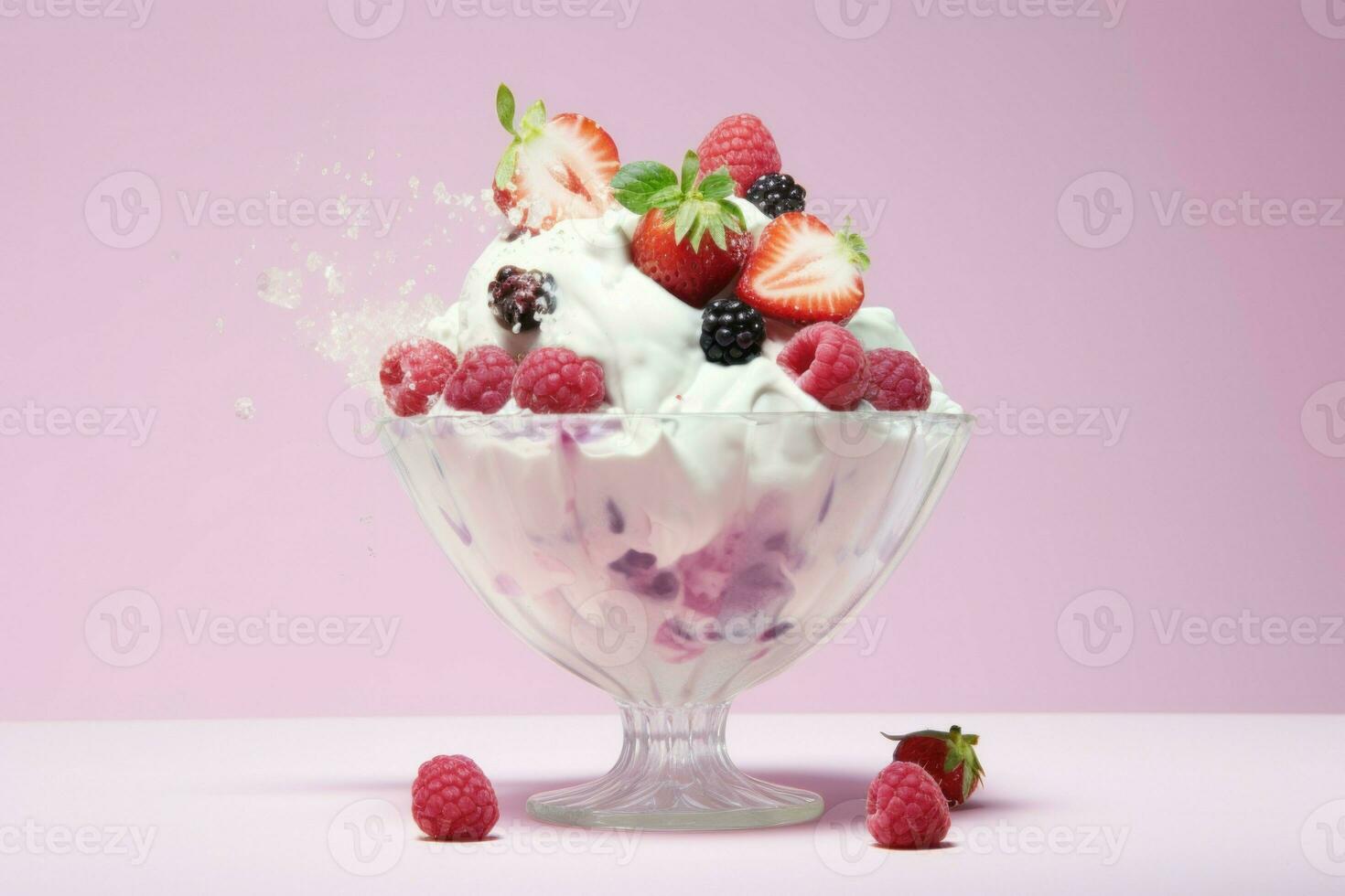 nutriente fresco bacche Yogurt. creare ai foto