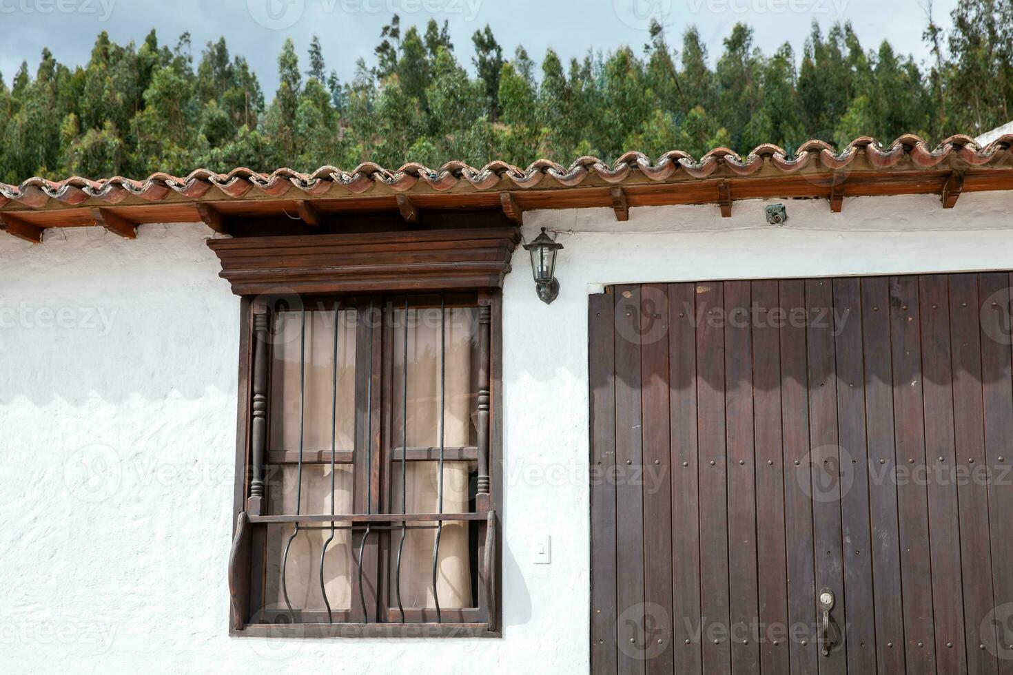 dettaglio di il bellissimo coloniale architettura di il strade di il coloniale piccolo cittadina di iza collocato nel il boyaca Dipartimento nel Colombia foto