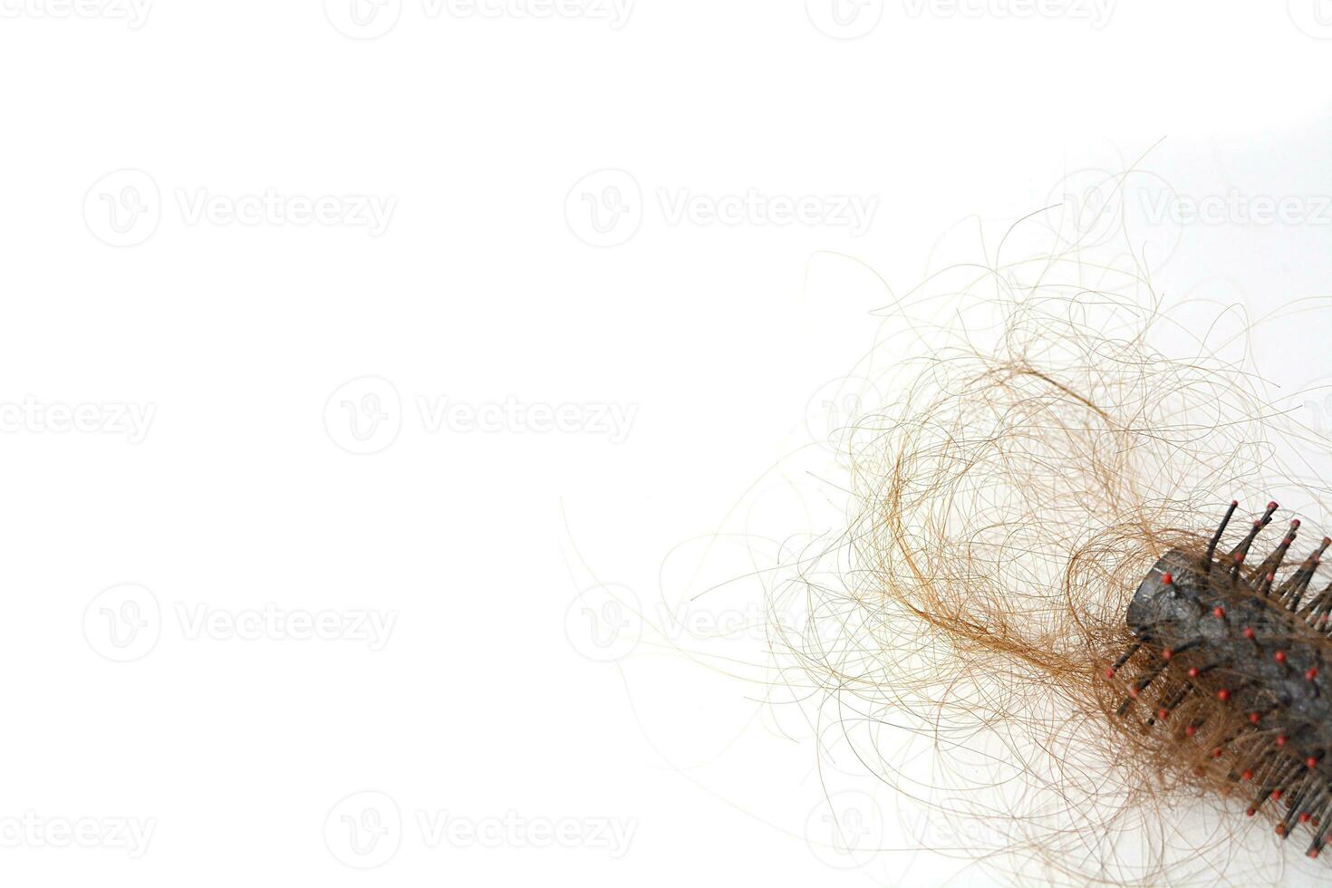 capelli perdita nel pettine, capelli autunno ogni giorno grave problema, su bianca sfondo. foto