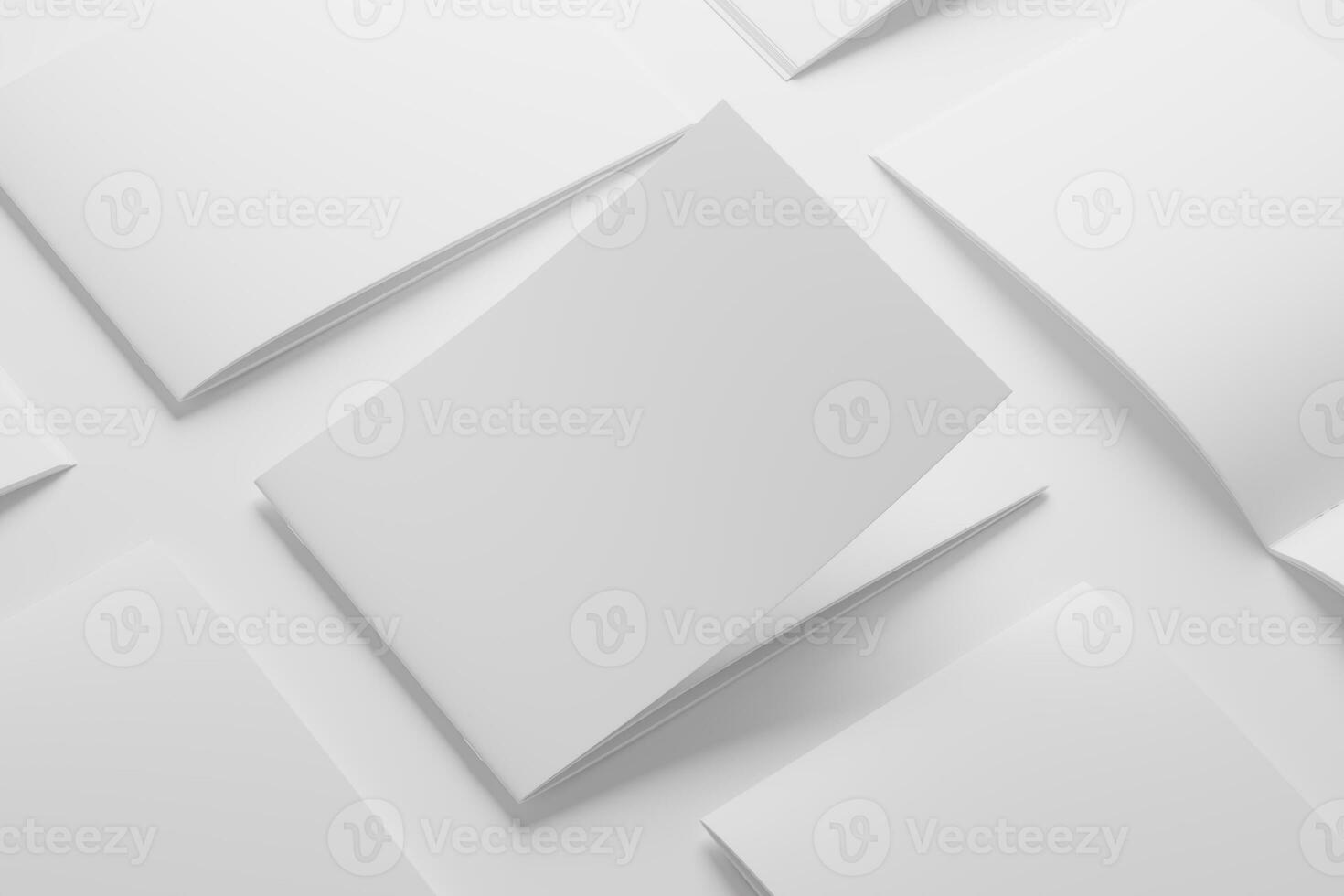a4 paesaggio sella punto bifold opuscolo bianca vuoto 3d interpretazione modello foto