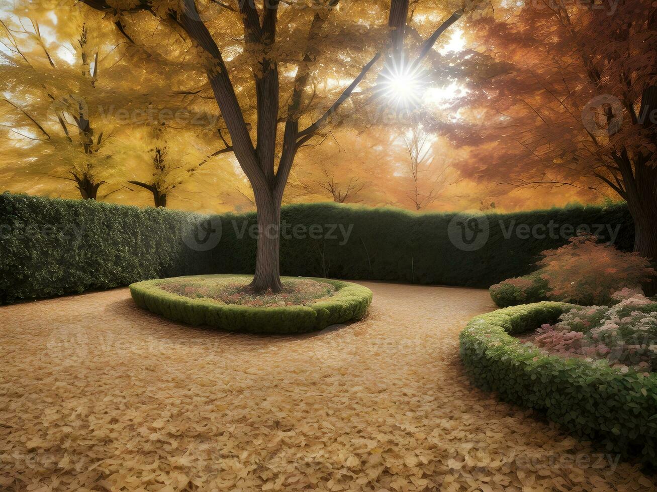 bellissimo autunno giardino ai generato foto