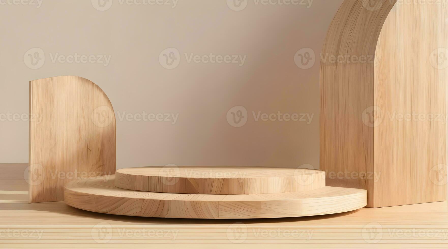 di legno podio Prodotto Schermo modello ai generato foto