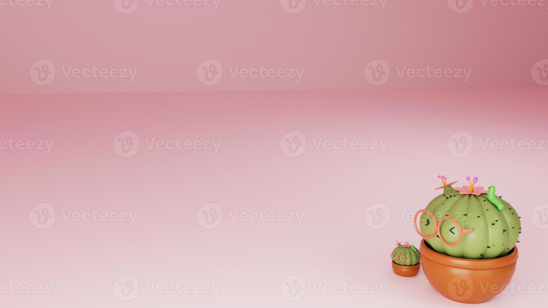 3d rendering cactus adorabile rosa astratto vuoto foto