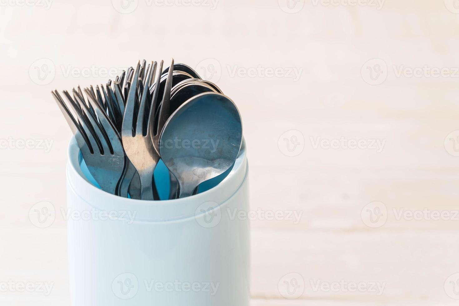 cucchiaio e forchetta portaposate foto