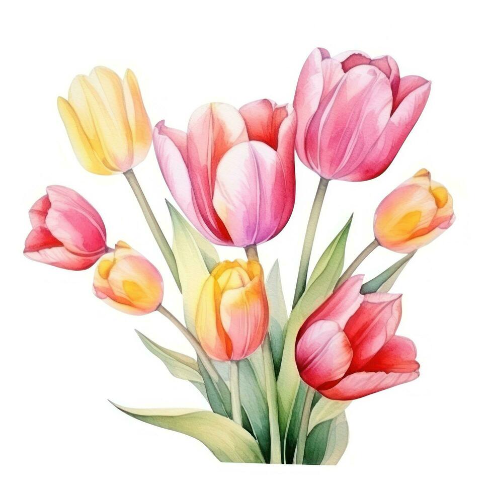 acquerello tulipano sfondo isolato foto