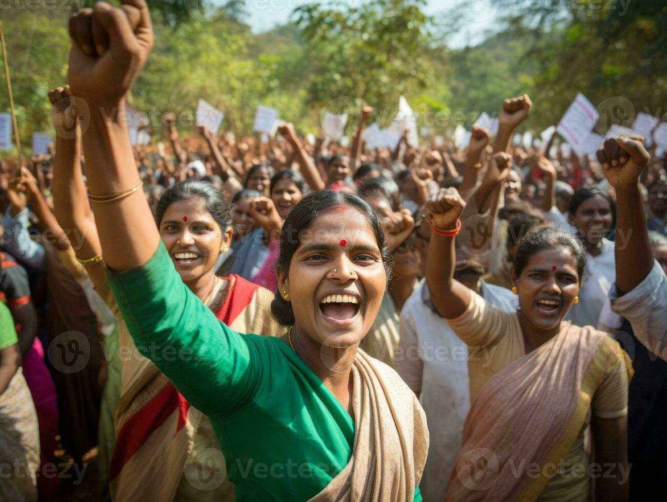 fotografia di donne chi sollevamento empower loro stessi ai generativo foto