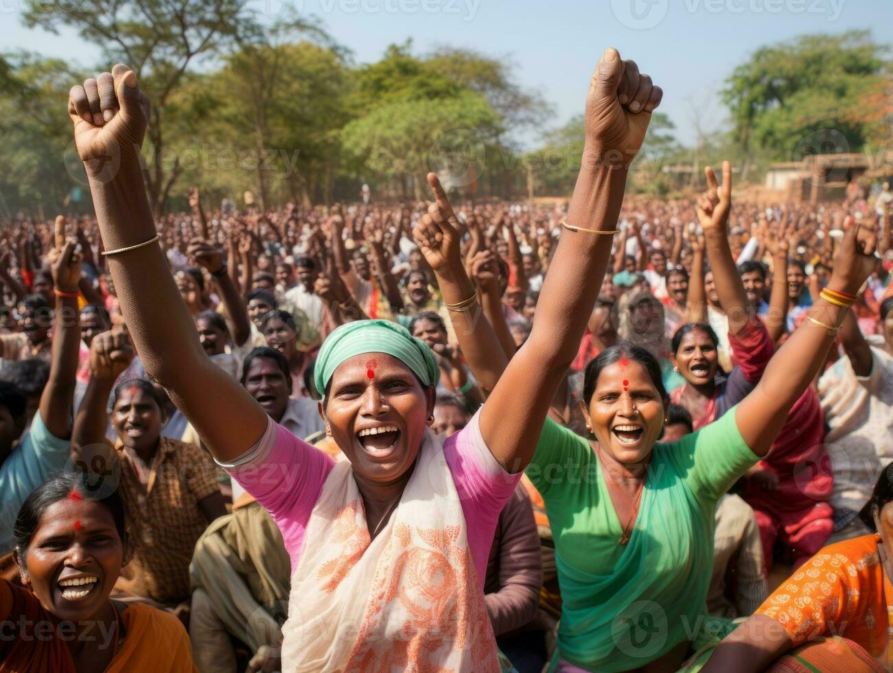 fotografia di donne chi sollevamento empower loro stessi ai generativo foto